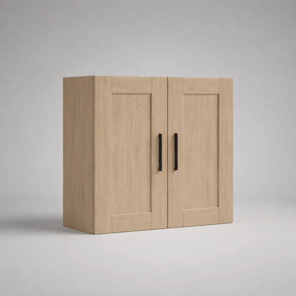 Meuble haut de cuisine en bois à 2 portes, chêne clair et noir, 80 x 32 x 72 cm