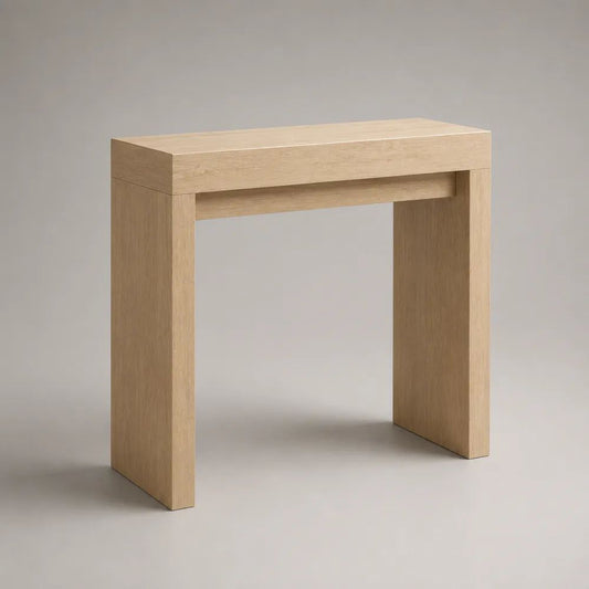 Console d’entrée rectangulaire avec tiroir en MDF plaqué chêne beige, 80 × 30 × 80 cm