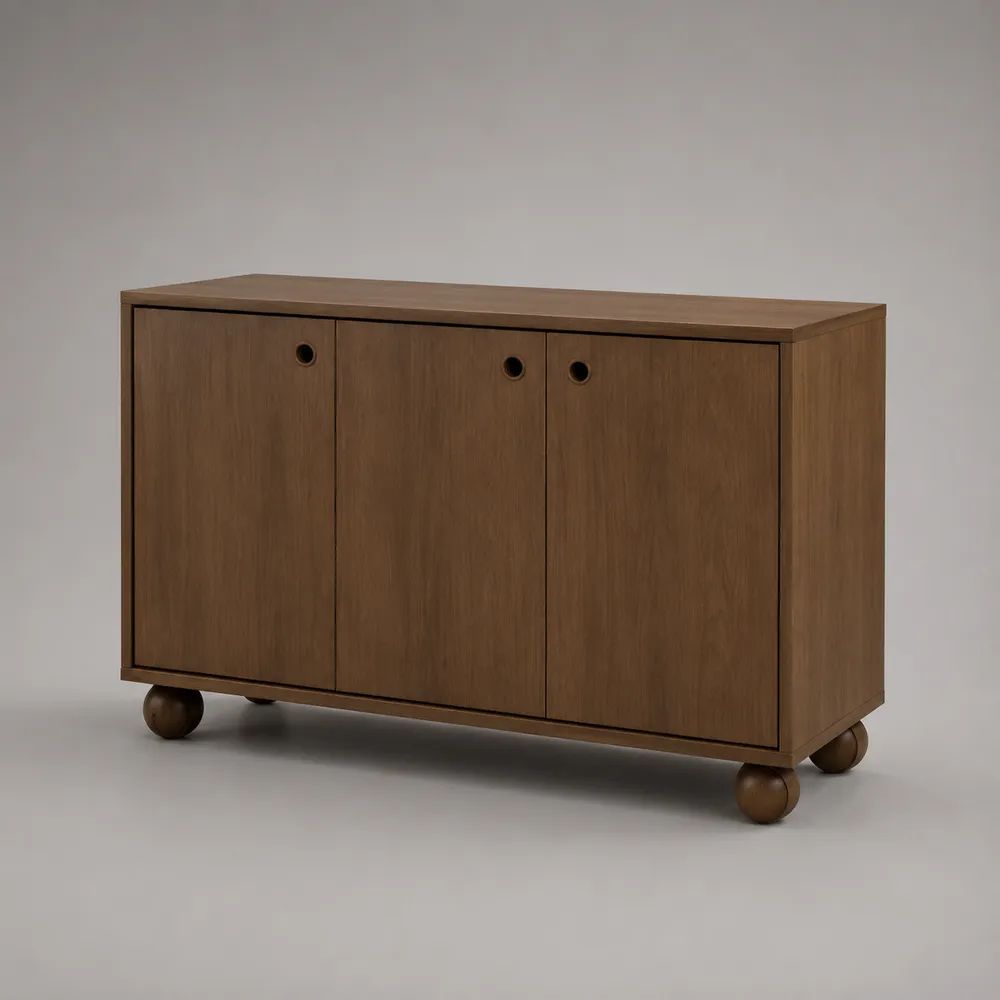 Buffet bas rectangulaire en bois à 3 portes, brun, 120 × 40 × 80 cm